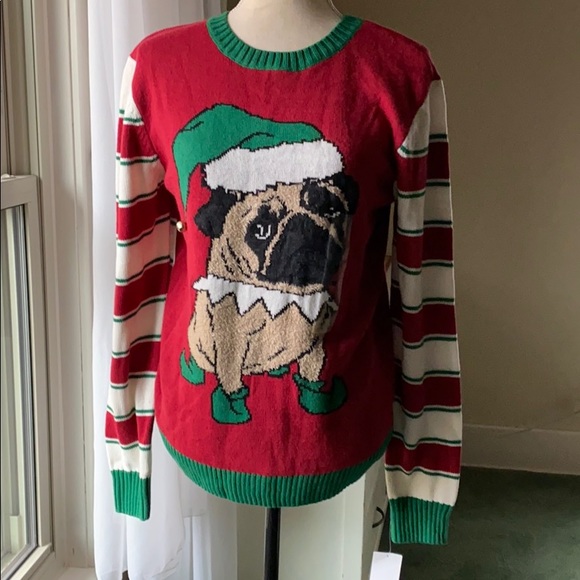Ugly Christmas Sweater Sweaters - Ugly Christmas Sweater cayenne pug bell green red